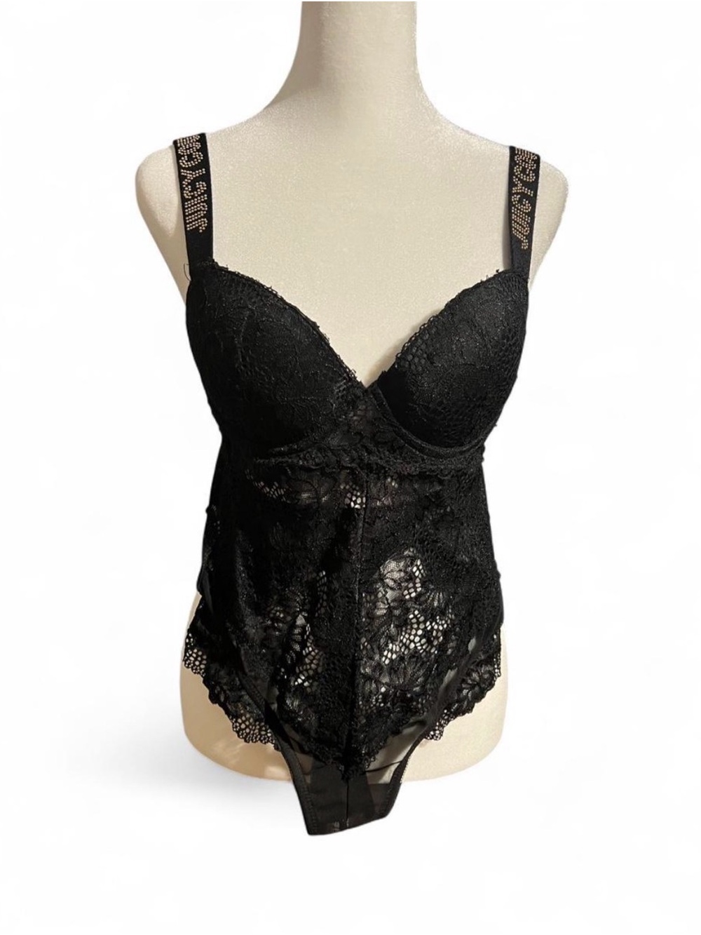 Black Lace Juicy Courure bodysuit with Underwire Cups -  Women Intimates